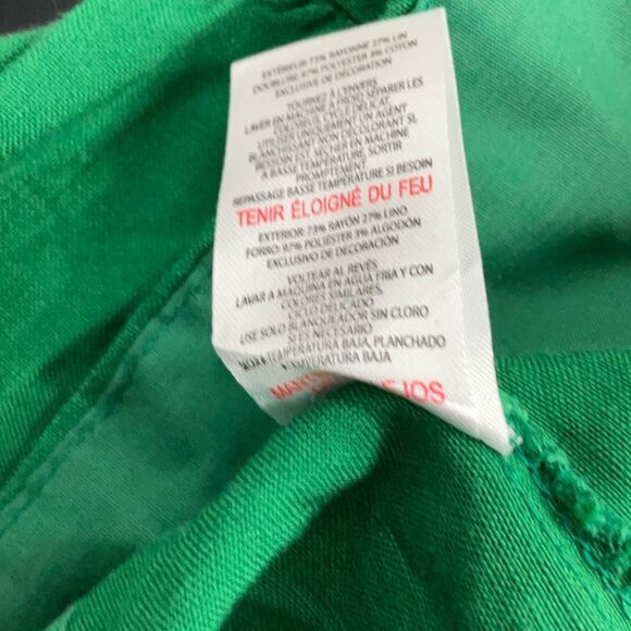 Jason Wu Green Linen Blend Sleeveless V-Neck Tiered Pleated Maxi Dress Size XL - Picture 5 of 6